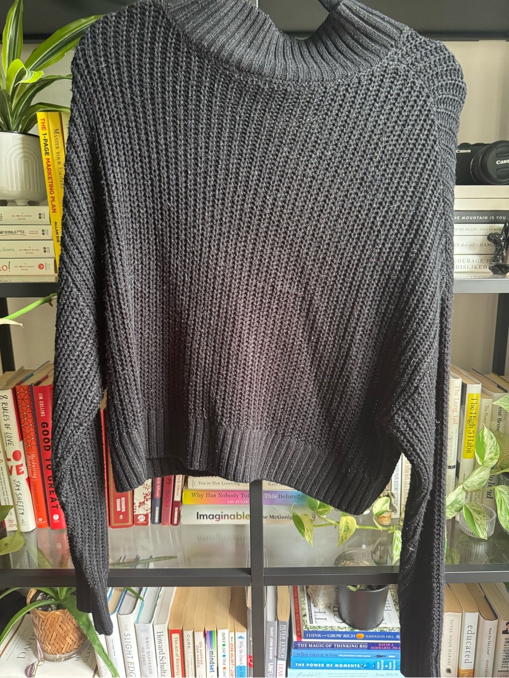 H&M Charcoal Gray Chunky Knit Cowl Sweater